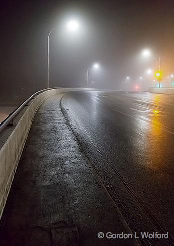 Beckwith Street Bridge On A Foggy Night_32821-6.jpg - Photographed at Smiths Falls, Ontario, Canada.